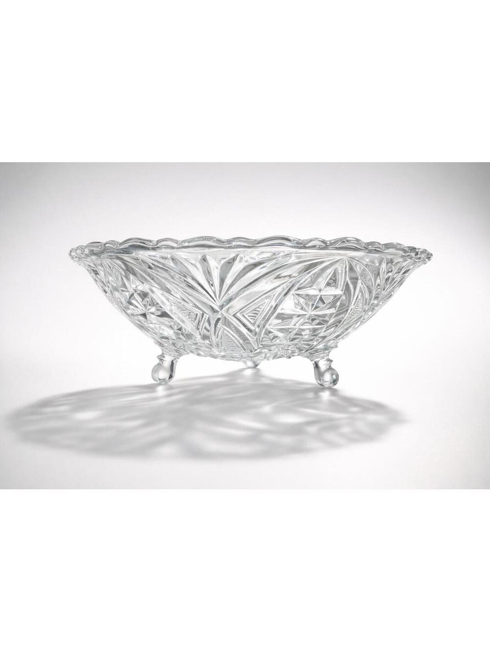 Vintage Pressed Glass Candy Dish with Lid and Feet